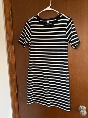 Old Navy Black and White Striped T-Shirt Mini Dress